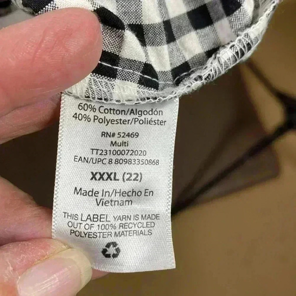 Time and Tru Black & White Gingham Checked Plus Size XXL (22) Short Sleeve Dress - Picture 8 of 9